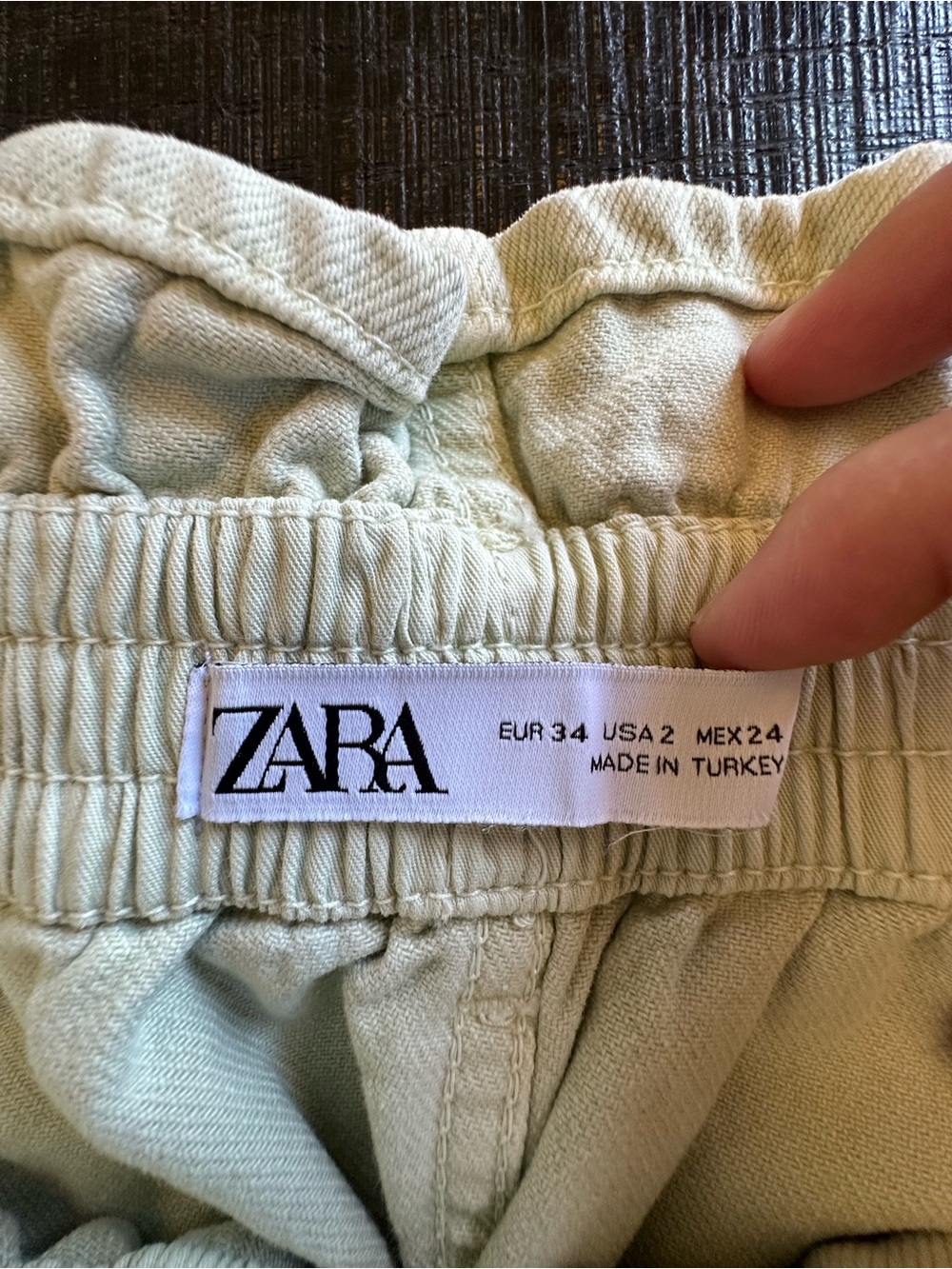 Zara Light Sage Paperbag Belted Shorts - Picture 6 of 6